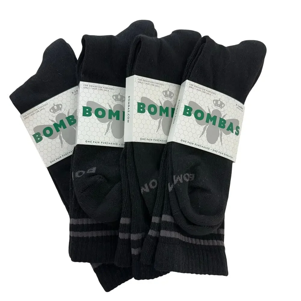 Bombas Socks Mid-Weight Crew Size XL Black (4 Pairs)
